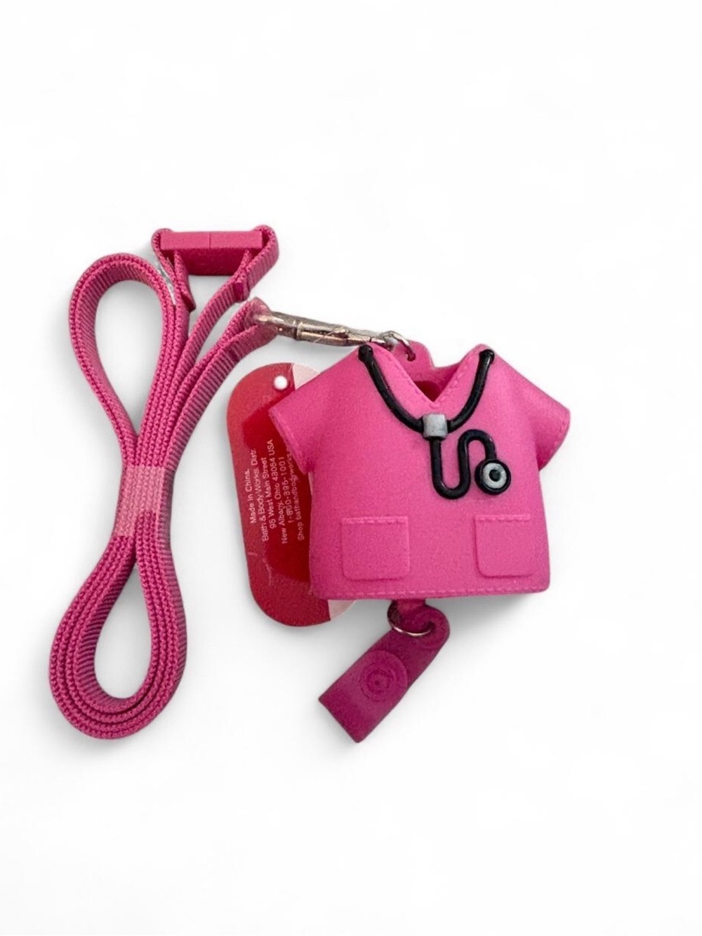 Bath & Body Works Hot Pink Scrub Pocketbac Holder with Lanyard & Badge Reel NWT